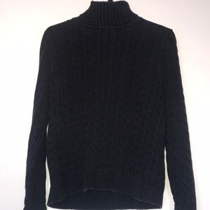 Black LL Bean Ribbed Turtleneck